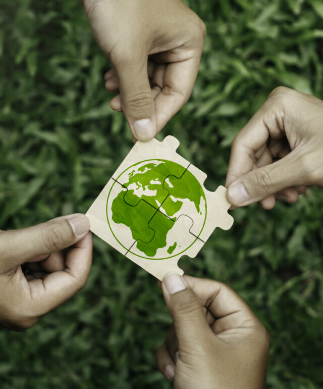 World environment day. Business, corporate and community cooperation for environment sustainable development goal. group of volunteers help solve environmental problems. global teamwork and business.